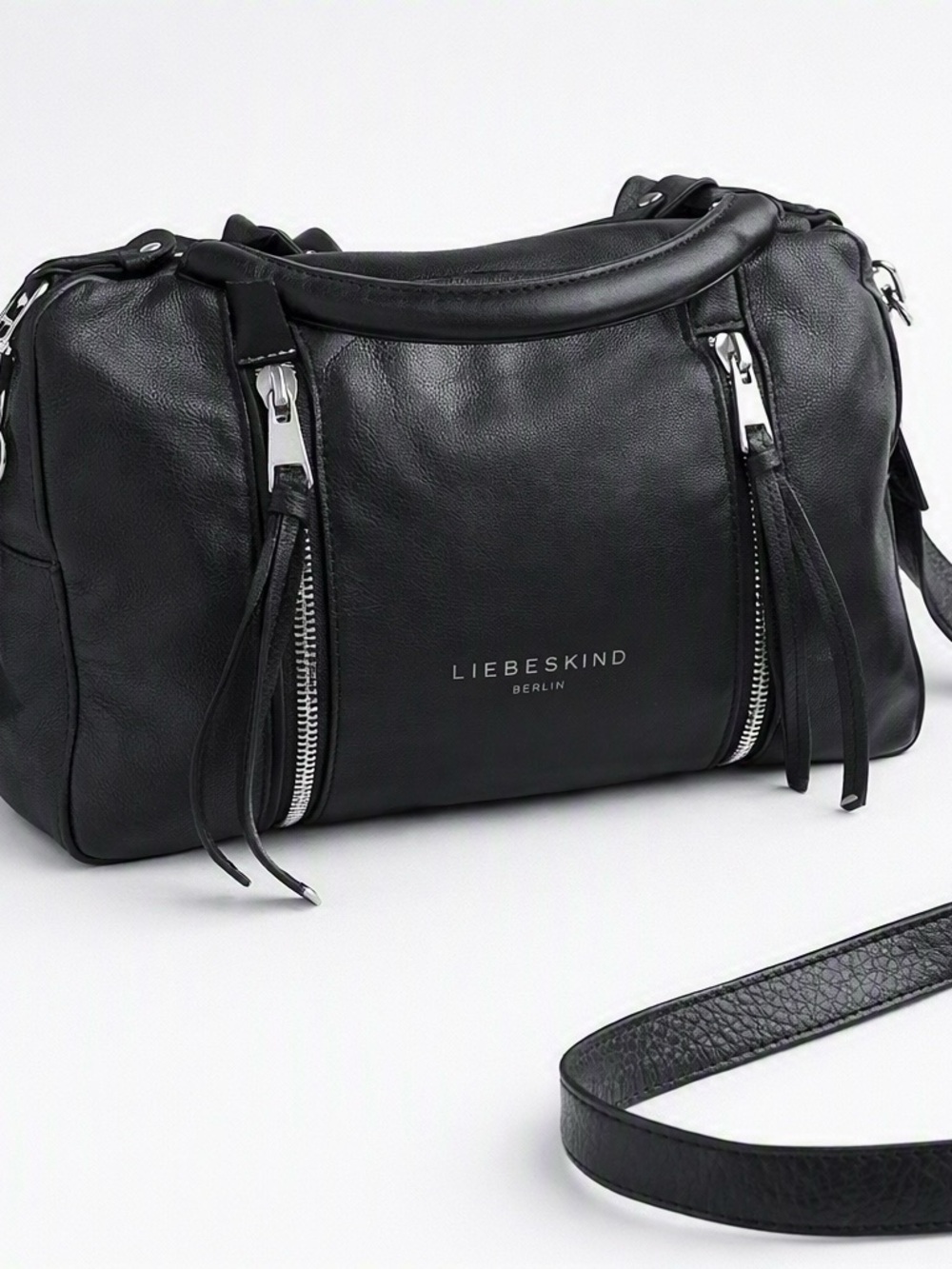 Liebeskind Black Leather Messenger Shoulder Bag